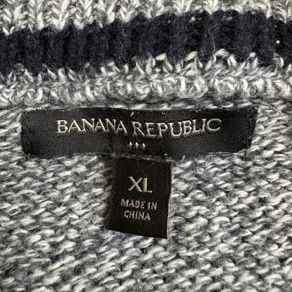 Banana Republic Mens Shawl Collar Sweater Heathered Gray XL